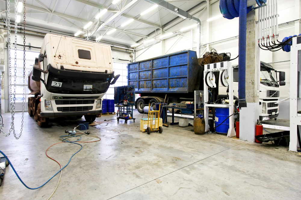 Truck being serviced