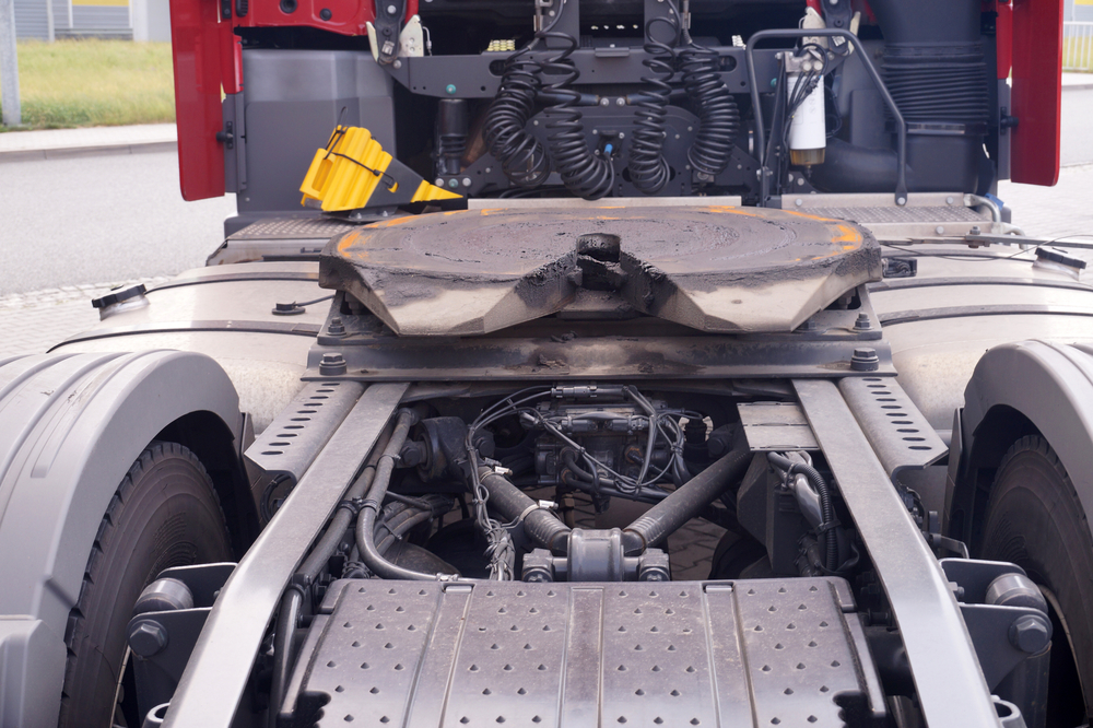 Rear of a truck cab showing coupling