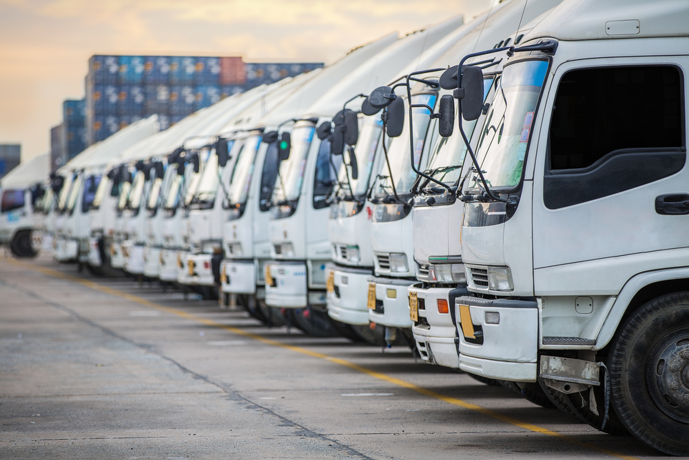 trucks parked up in a row