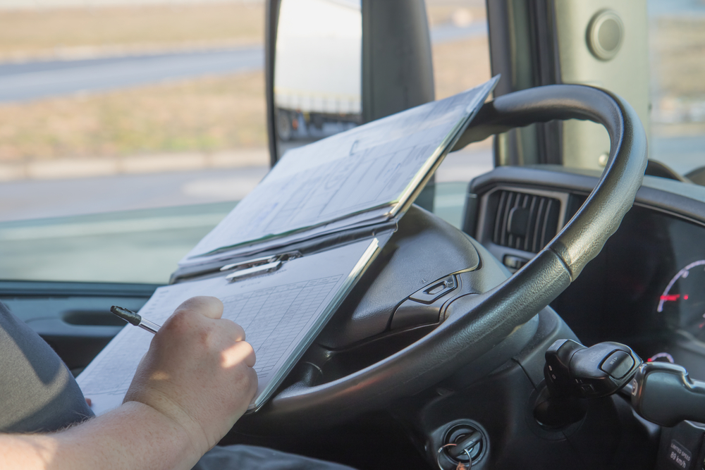 Trucker doing paperwork