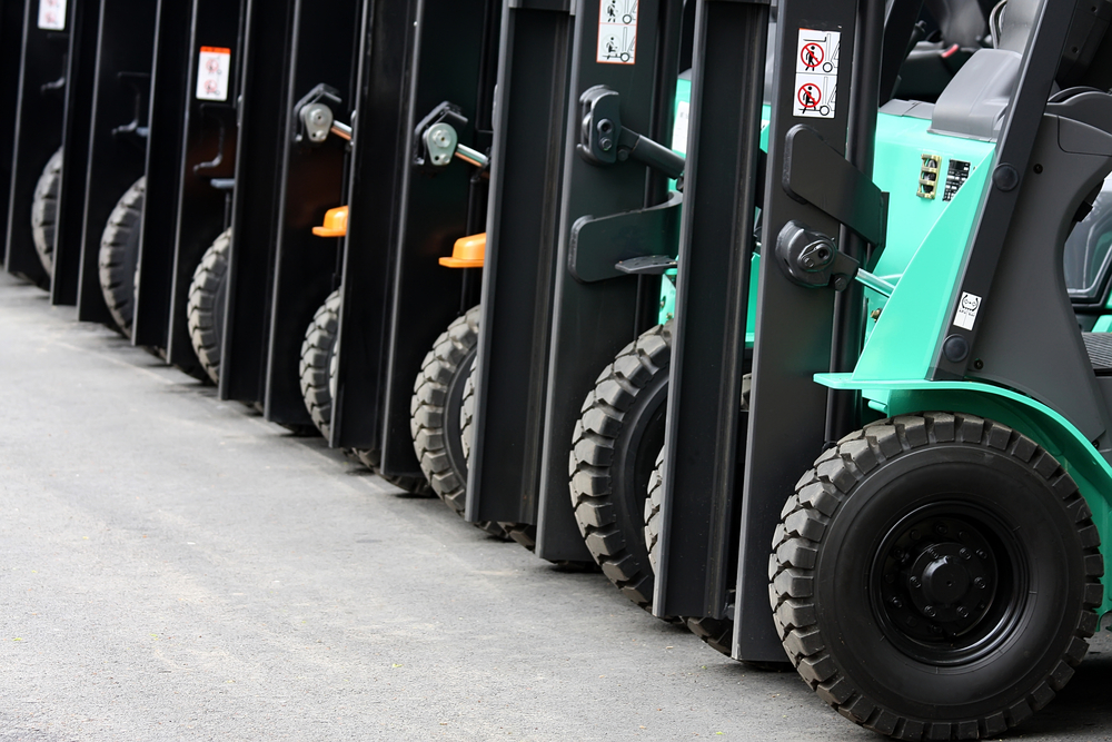 Forklifts lined up